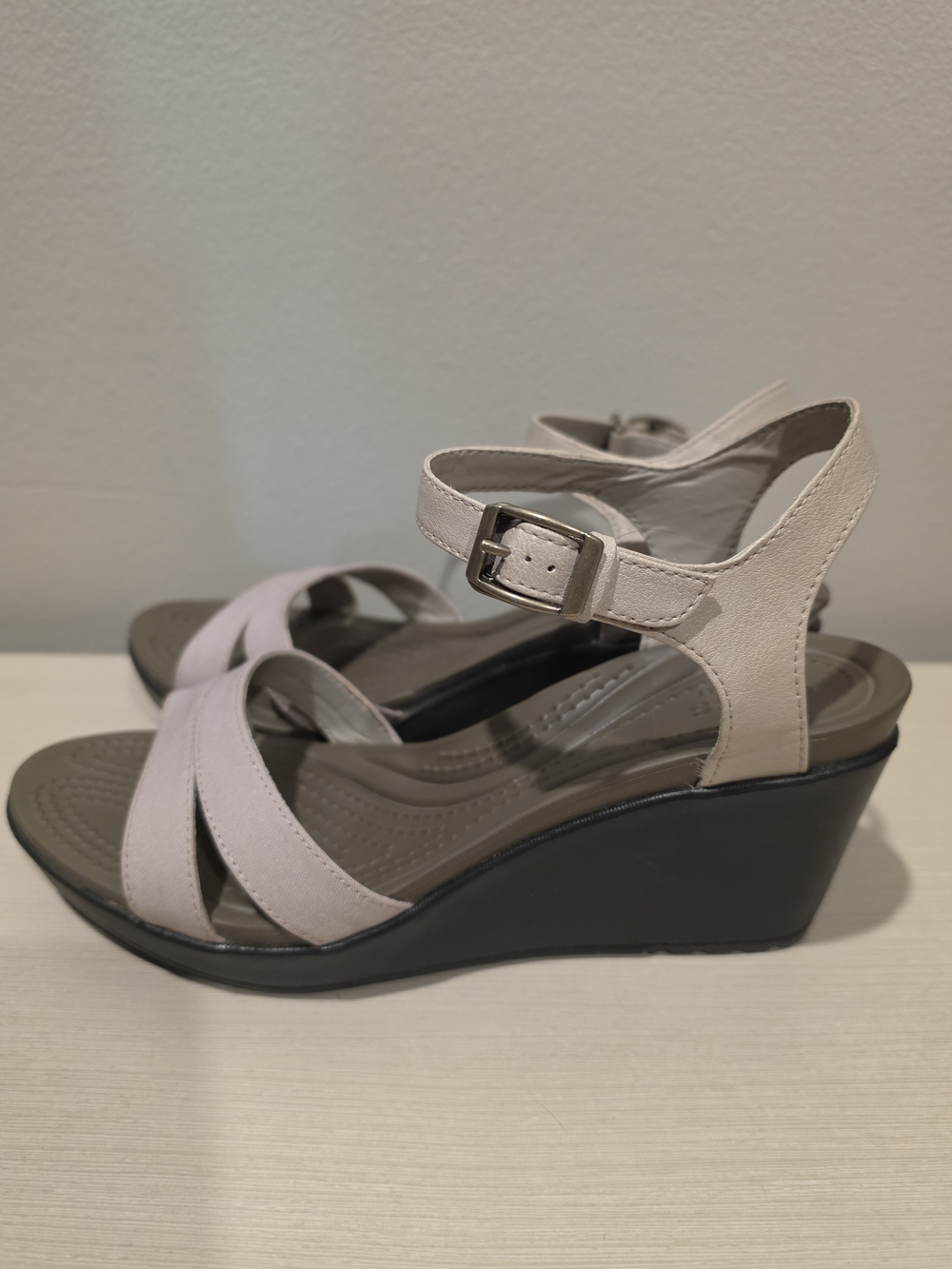Wedge Sandals for Women - Light Pink Ankle Strap